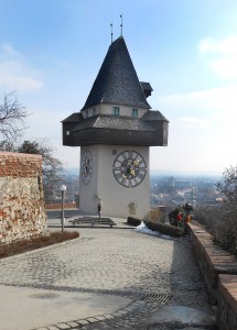 Tour de l'horloge au Schlossberg à Graz. © Joelle Rochas