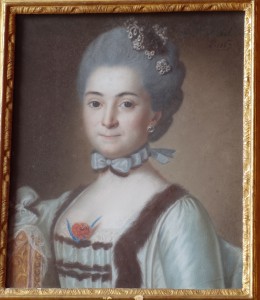 Pastel : portrait de Catherine Claudine de Chaponay, marquise de Quinsonas (1746-1826), tableau du XVIIIe  siècle, collection privée Bruno de Quinsonas